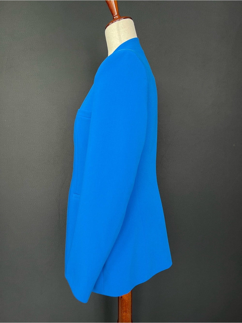 ZARA Electric Cobalt Royal Blue Collarless Blazer Tailored Open Front Jacket - Picture 8 of 13